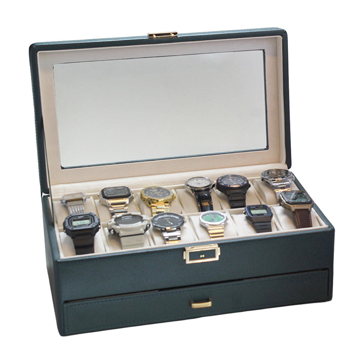 Organizador de Relojes y Joyero Verde