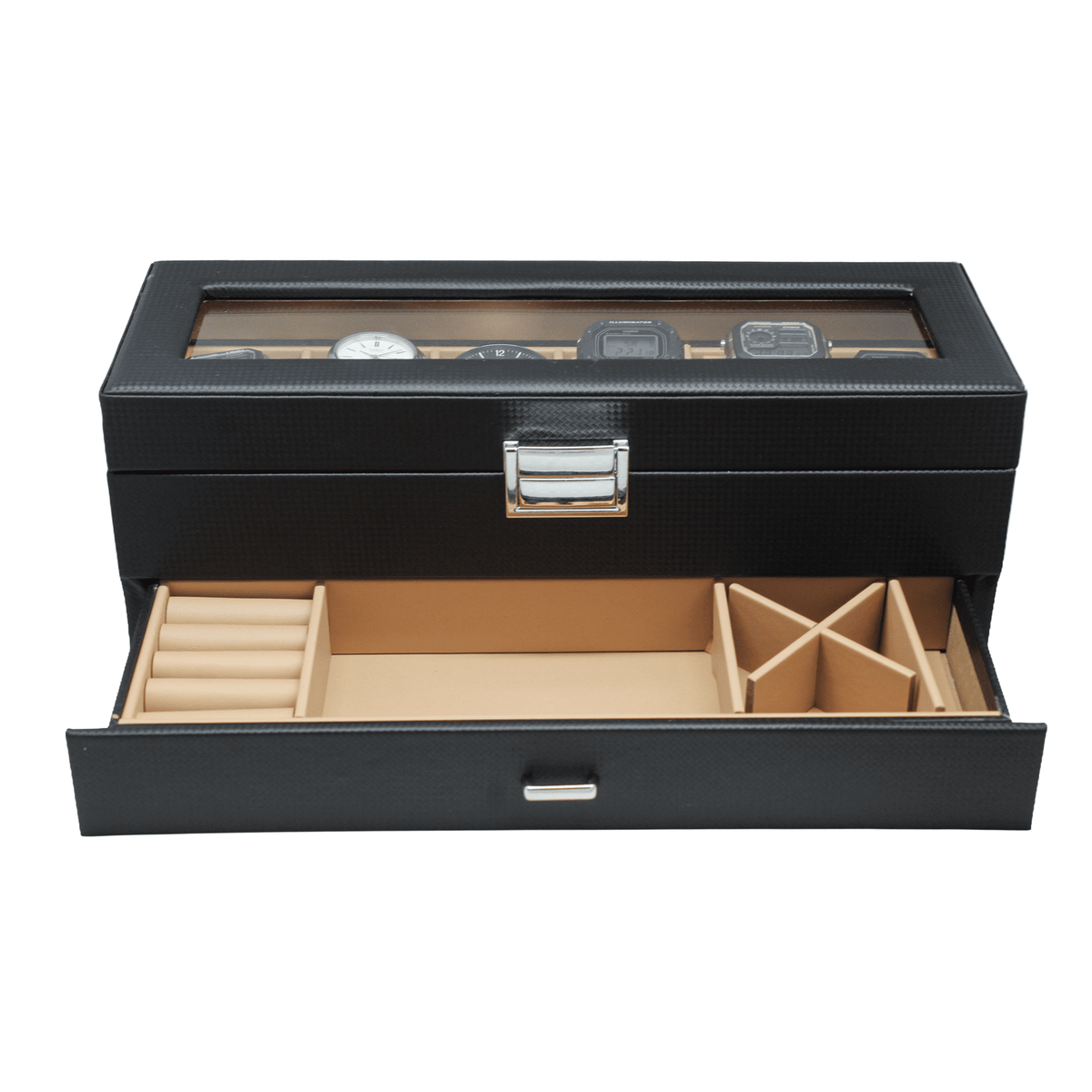 Organizador de Relojes y Joyero Negro