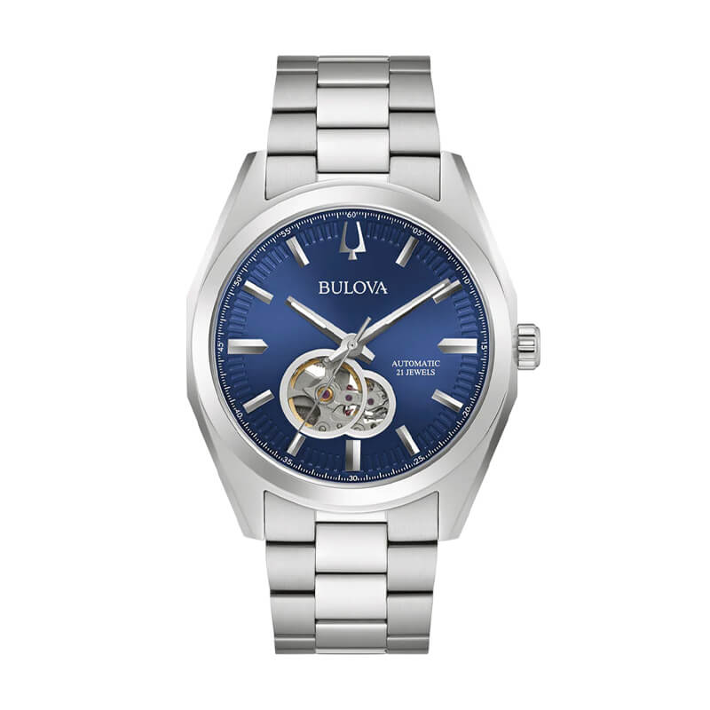 Bulova Orologio da uomo in acciaio inox con 3 lancette automatiche e cinturino in pelle NATO nero, stile 96A259
