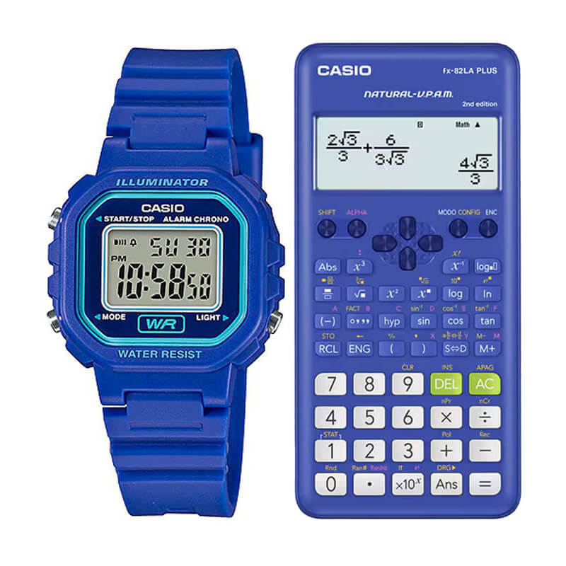 Pack Casio Mujer Vuelta a Clases - Calculadora + Reloj - Azul