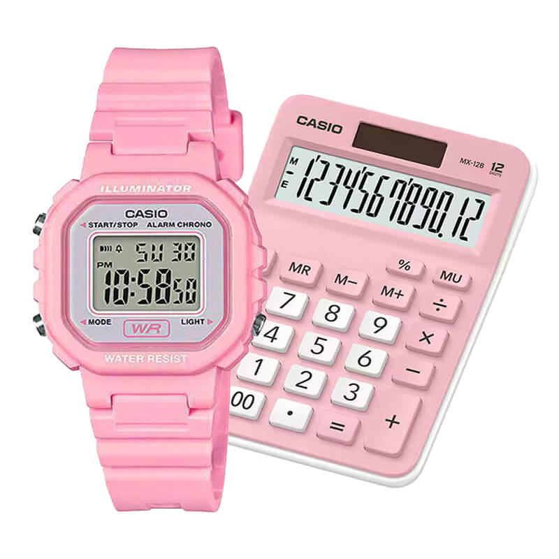 Pack Casio Mujer Vuelta a Clases - Calculadora + Reloj - Rosado