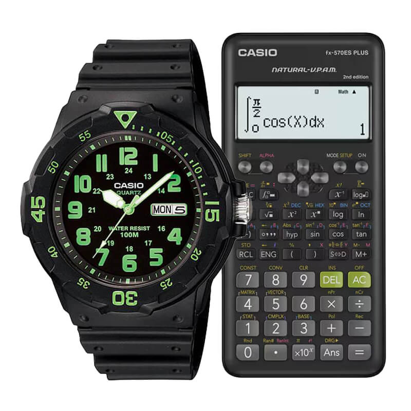 Pack Casio Hombre Vuelta a Clases - Calculadora + Reloj - Negro