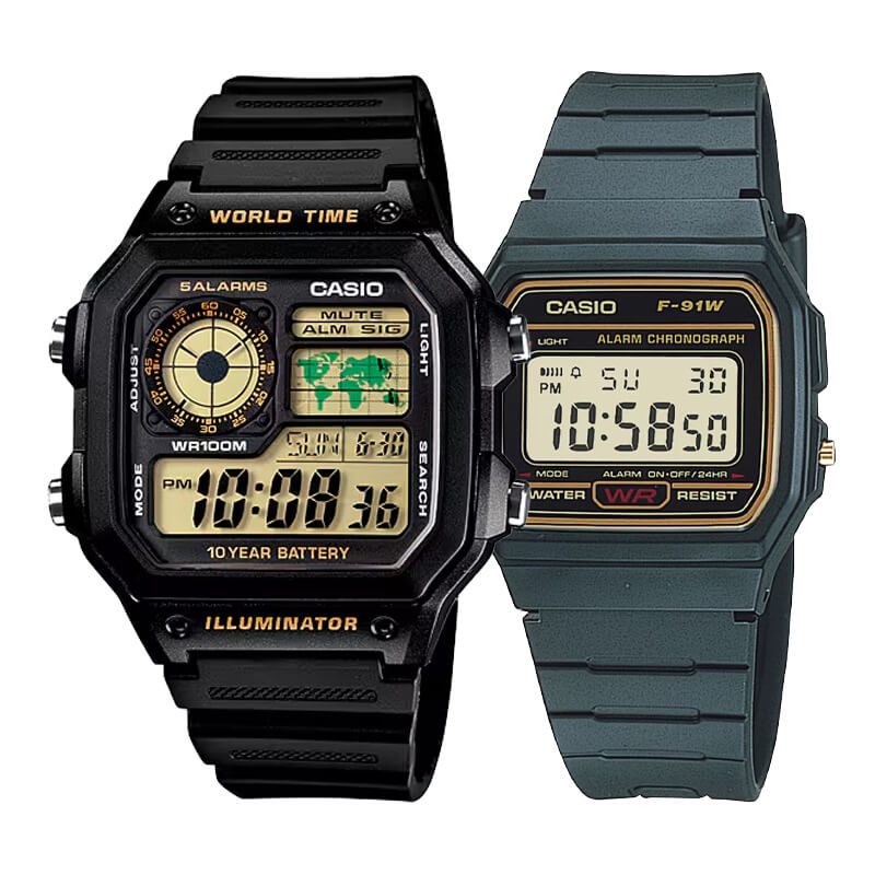 Pack Relojes Casio F-91WG y AE-1200WH – Clásico Retro y Funcionalidad Moderna