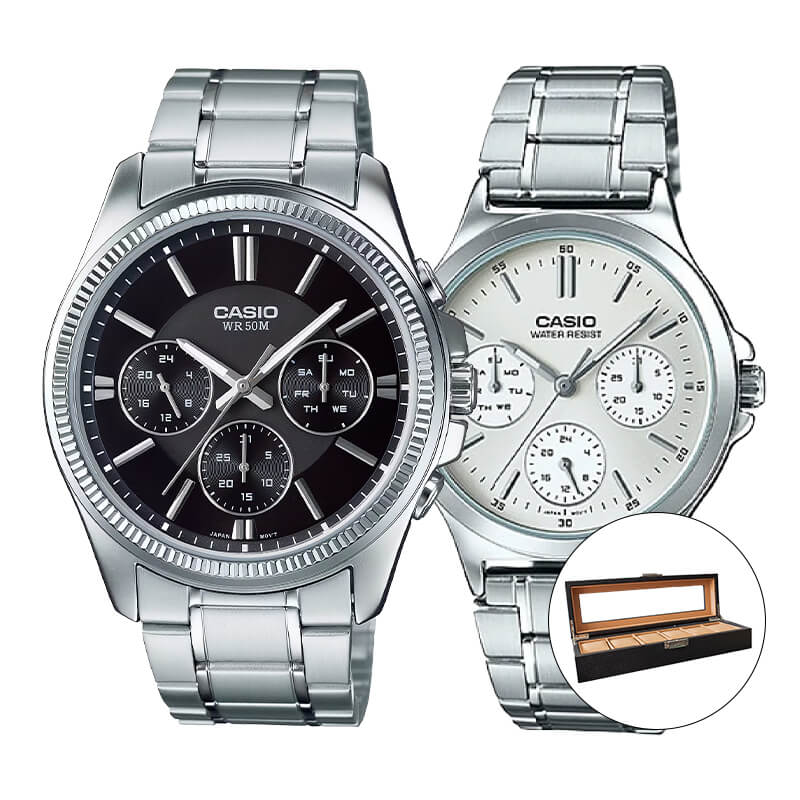 Pack Relojes Casio MTP-1375D y LTP-V300D + Organizador de Relojes