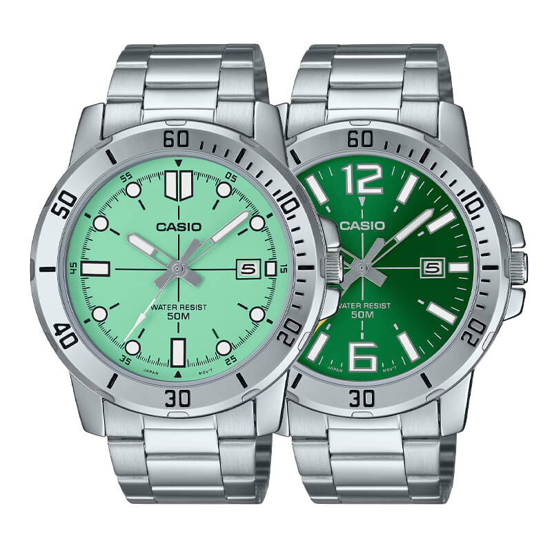 Pack Relojes Casio MTP-VD01D – Estilo Deportivo en Verde