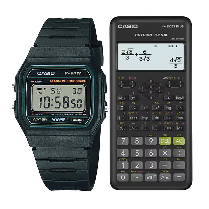 Pack Casio Unisex Vuelta a Clases - Calculadora + Reloj - Negro
