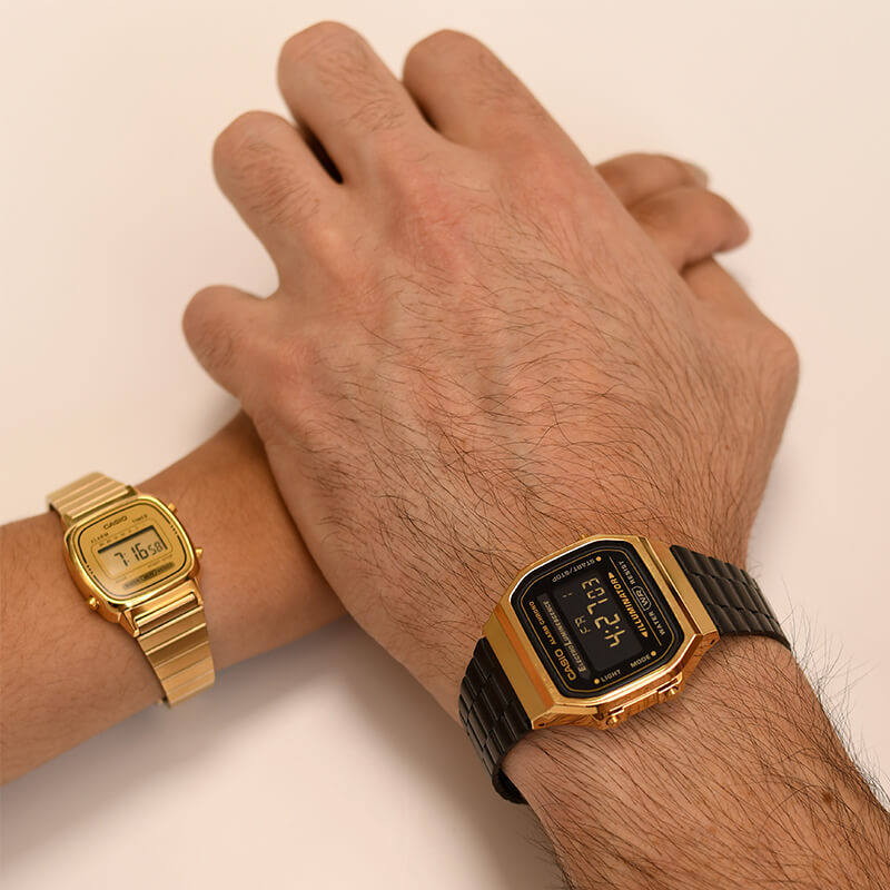 Pack Casio Pareja Vintage Black & Gold