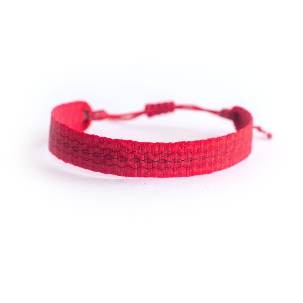 Pulsera Telar Extra Ancha Roja y Negro