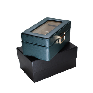 Organizador de 3 Relojes Verde con Interiores Beige