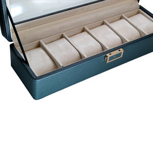 Organizador de 6 Relojes Verde con Interiores Beige