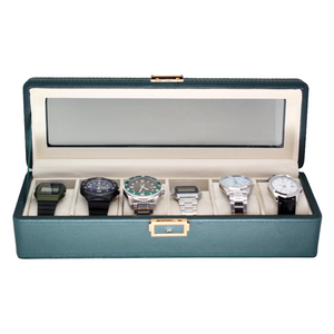 Organizador de 6 Relojes Verde con Interiores Beige