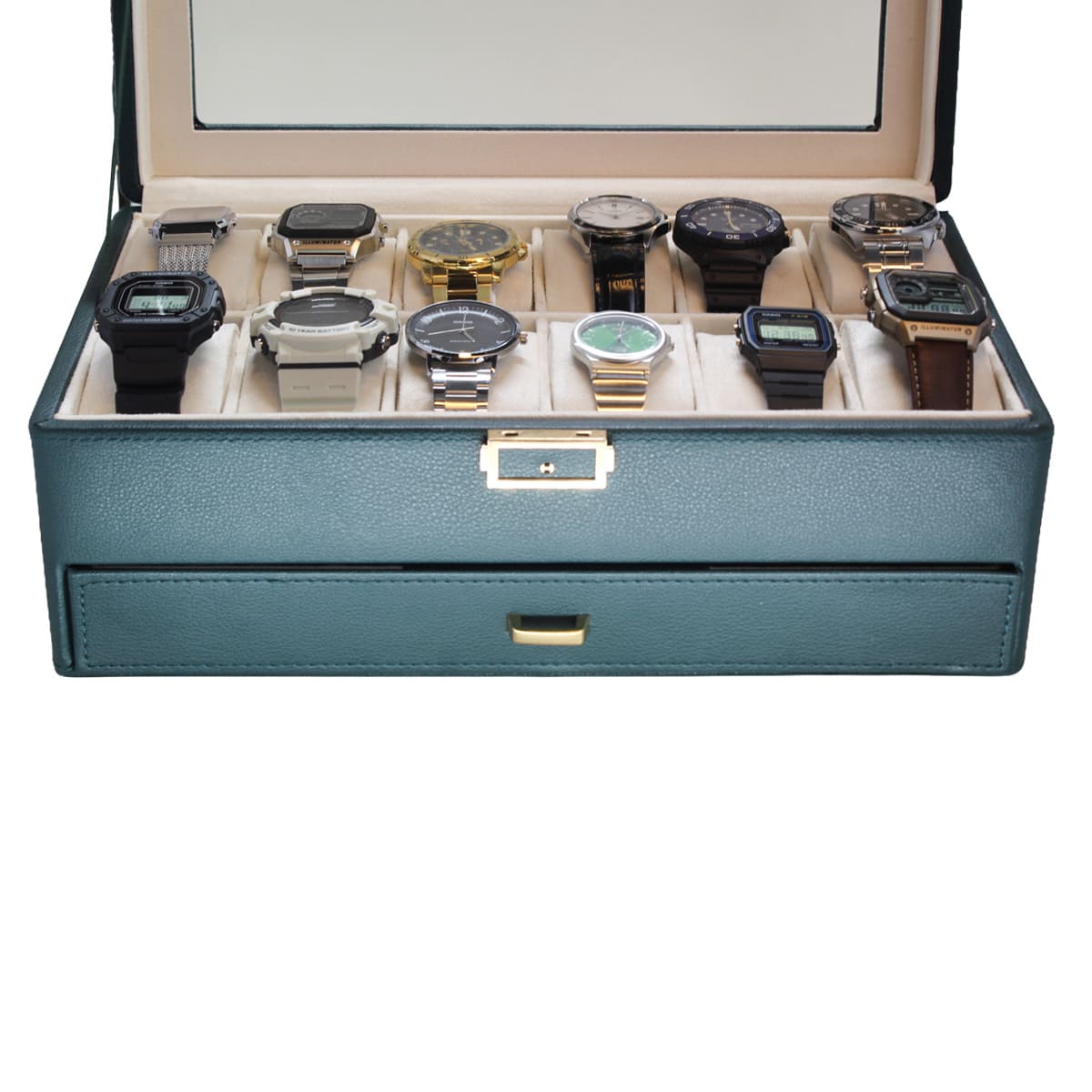 Organizador de Relojes y Joyero Verde