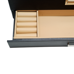 Organizador de Relojes y Joyero Negro con Interiores Crema
