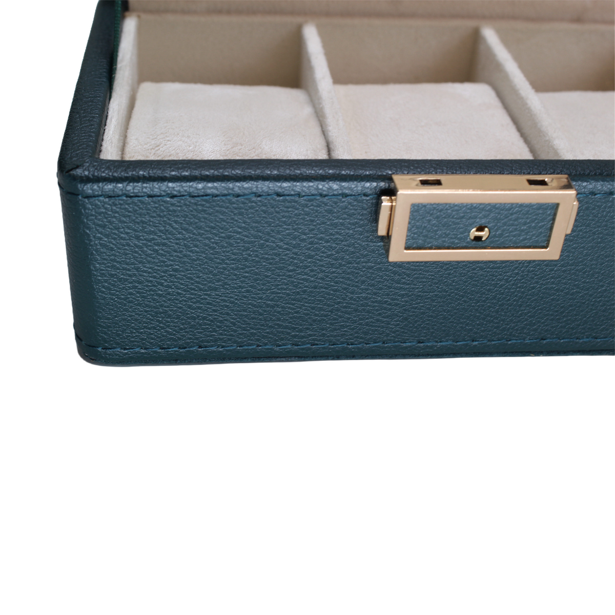 Organizador de 3 Relojes Verde con Interiores Beige