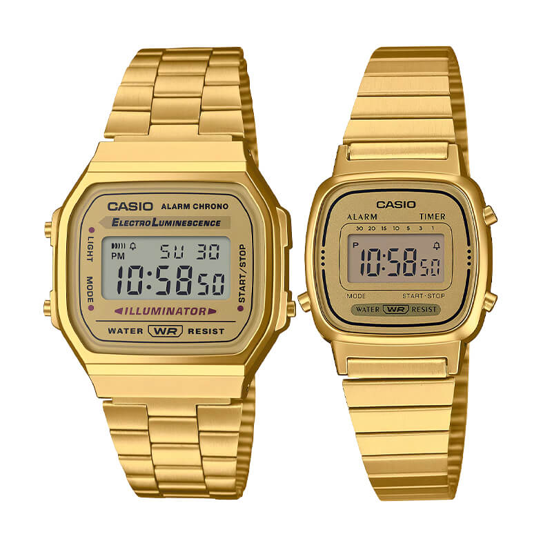 Pack Casio Pareja Vintage Digital - Match Dorado