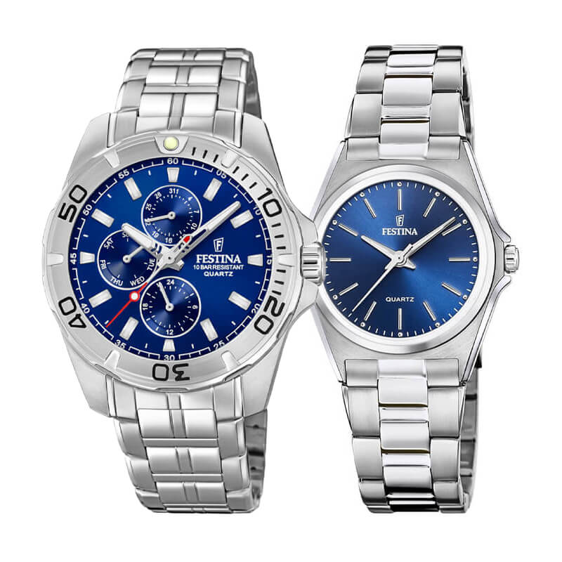 Pack Festina Pareja - Match Acero - Azul