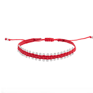 Pulsera Telar Fina Roja con Cierre de Plata