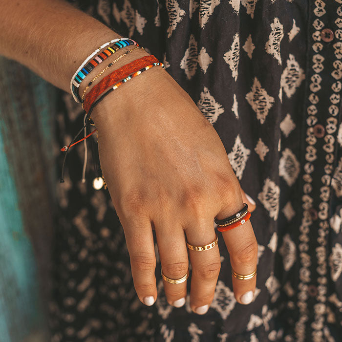 Pulsera Telar Ancha Roja