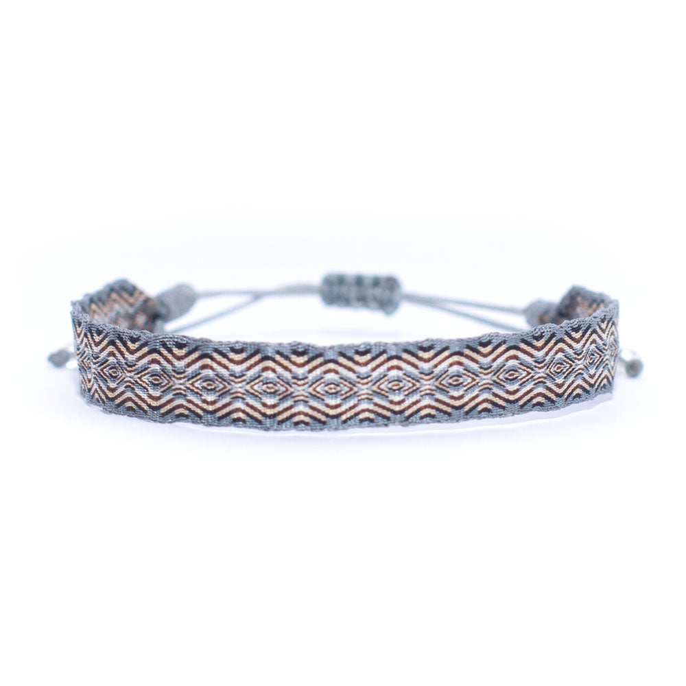 Pulsera Telar Extra Ancho Gris y Tierras