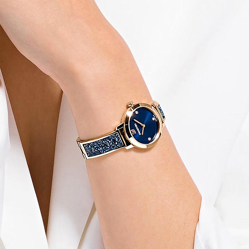 極美品 SWAROVSKI 5466209 腕時計 レディース ブルー ゴールド 【公式